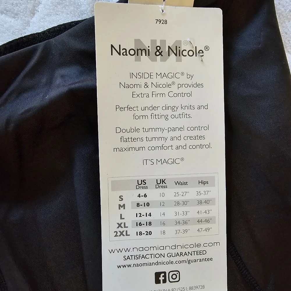 Naomi & Nicole Shapewear Women's Inside Magic High Waist Boy Short, Black Medium